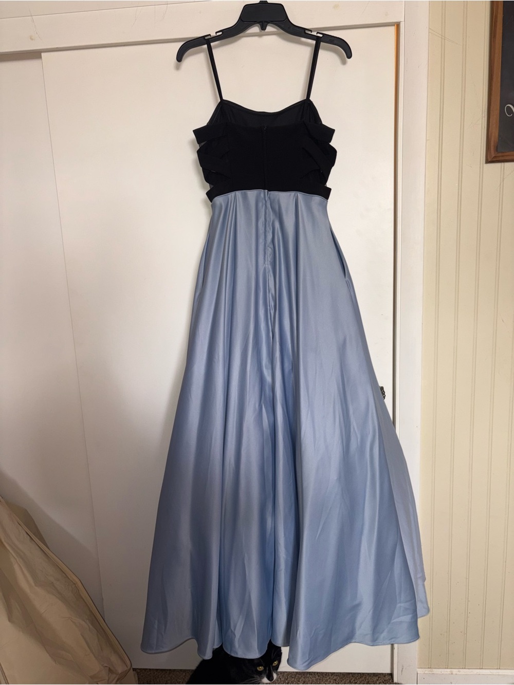 Blondie Nites Strapless Black Bodice with Light Blue Skirt Evening Gown - Picture 3 of 5